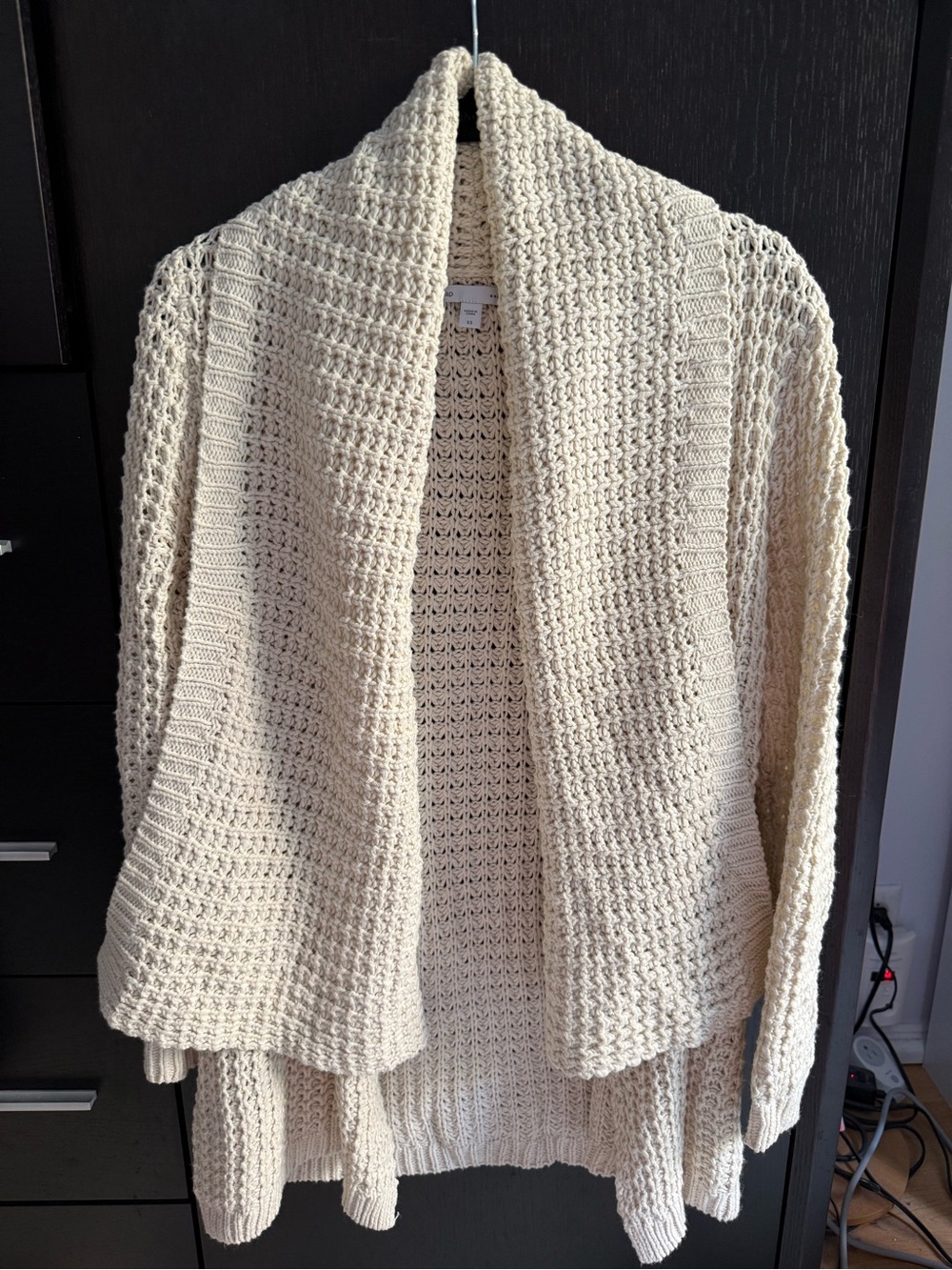 GAP shawl collar open front oatmeal cardigan sweater